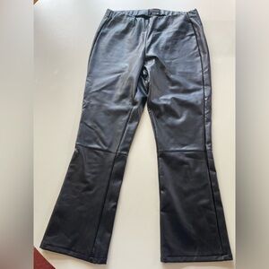 WHO WHAT WEAR - May be new ! Size 10 Black Faux Leather Flare Pants